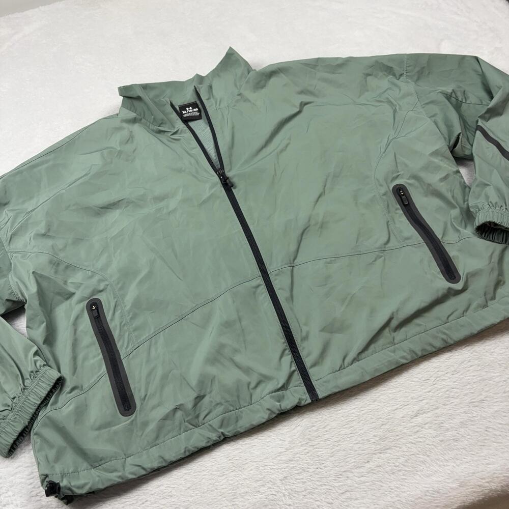 Under Armour Jacket Womens XL Green Windbreaker Full Zip Pockets Lightweight